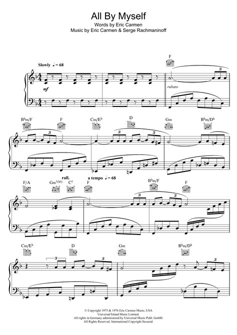 All By Myself by Celine Dion Sheet Music for Piano Solo at Sheet Music ...