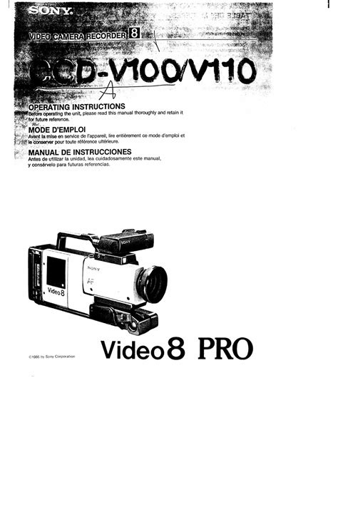 SONY VIDEO 8 PRO CCD-V100 OPERATING INSTRUCTIONS MANUAL Pdf Download ...