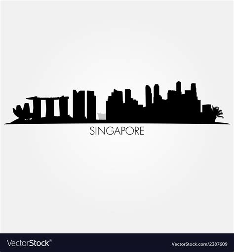 Singapore skyline Black silhouette Royalty Free Vector Image