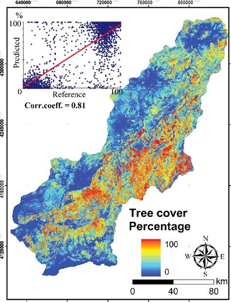 Tree canopy cover percentage from Landsat TM/ETM dataset. | Download Scientific Diagram