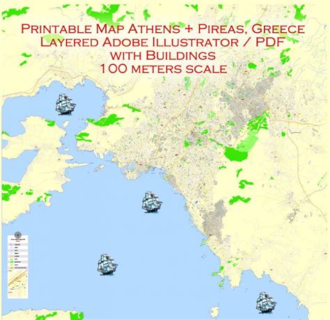 Tourist Map Athens Piraeus Greece – Maps in Vector: Detailed Street Maps Illustrator PDF ...