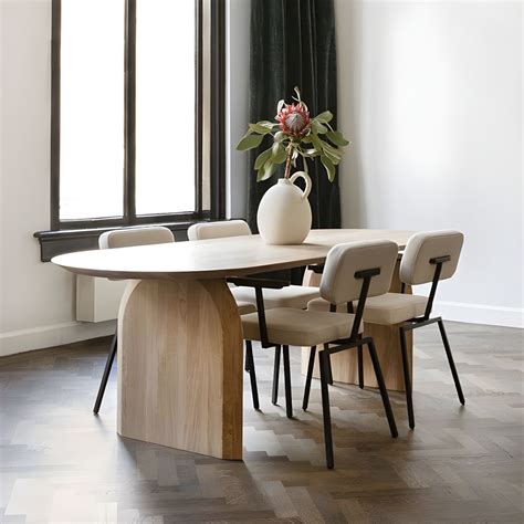 Modern Style Oval Desk Solid Wood Meeting Room Desk for Office - Natural 55.1"L x 27.6"W x 29.5 ...