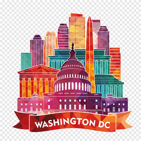 Washington, D.C. Skyline illustration Illustration, Colorful Building Washington DC Silhouette ...