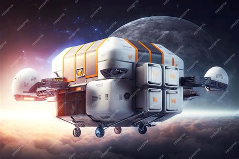 Premium Photo | Concept of cargo drone flying in space autonomous cargo transportation of the ...