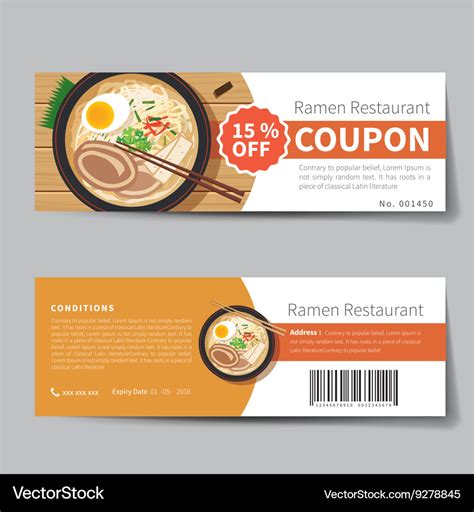 Japanese food coupon discount template flat design