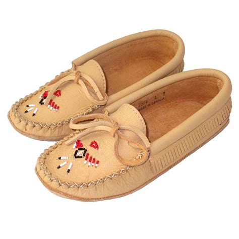 Women's Soft Sole Moose Hide Leather Beaded Moccasins | Beaded moccasins, Leather moccasins ...