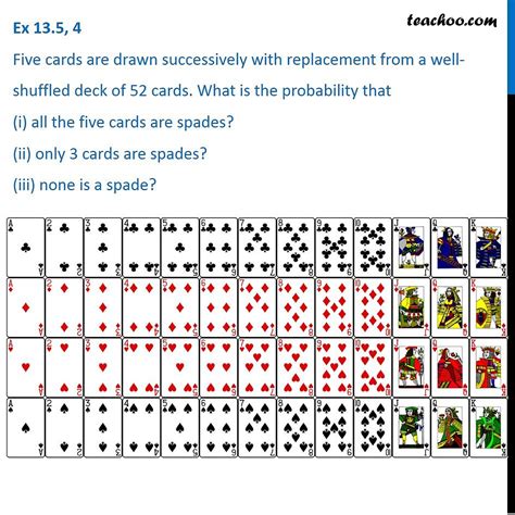 Question 4 - Five cards are drawn successively from pack