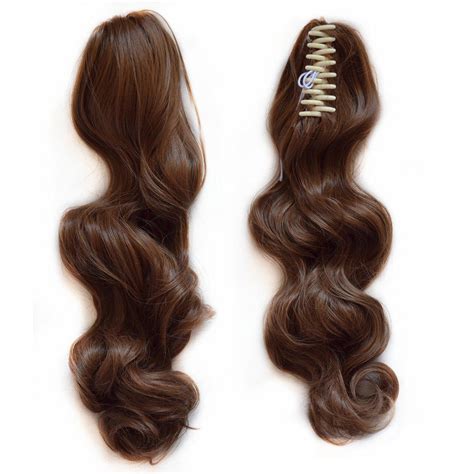 Wavy Real Human Hair Ponytails Hairpiece Claw Clip Ponytail Hair ...