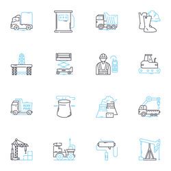 Steel mill linear icons set metallurgy blast Vector Image