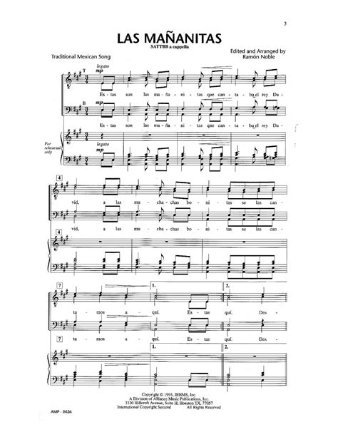 Las Mananitas (SATB ) by Ramon Noble| J.W. Pepper Sheet Music