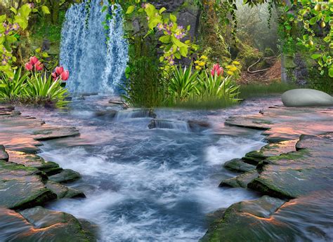 Waterfall Flowers Wallpapers - Wallpaper Cave