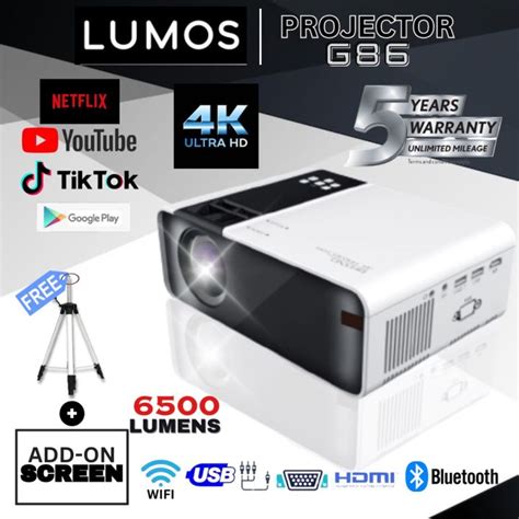 Projector G86 Mini Projector Phone Portable Projector Laptop Lcd 4K HD ...