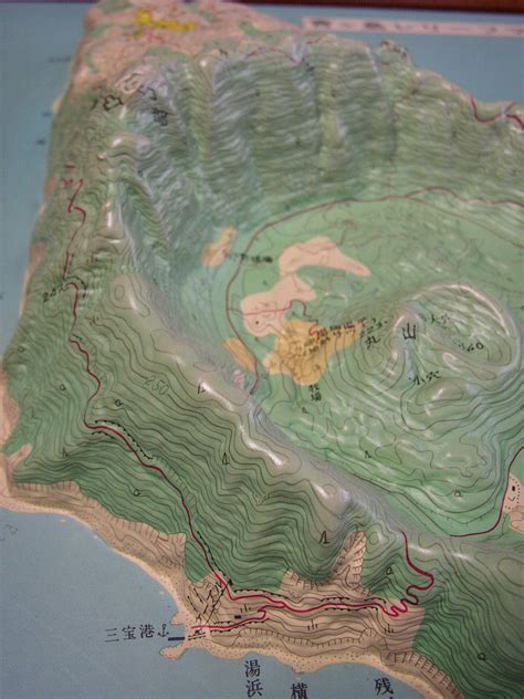 The Garden Of Forking Paths — Photograph of a 3D map of Aogashima Island, Japan...