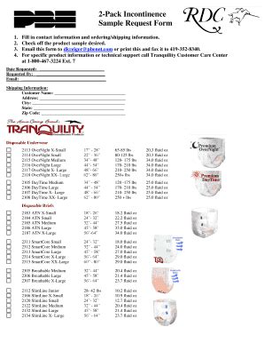 Fillable Online 2-Pack Incontinence Sample Request Form Fax Email Print - pdfFiller