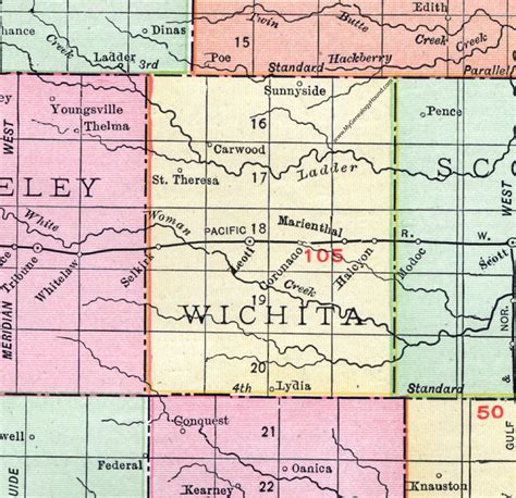 Wichita County, Kansas, 1911, Map, Leoti, Marienthal, Selkirk