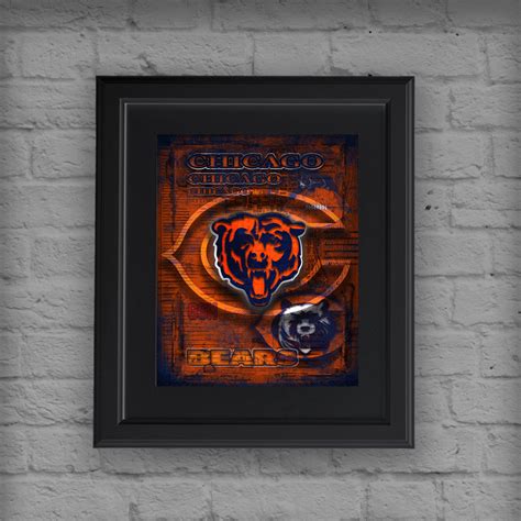 Chicago Bears Football Poster, Chicago Bears Layered Man Cave Gift, NF ...