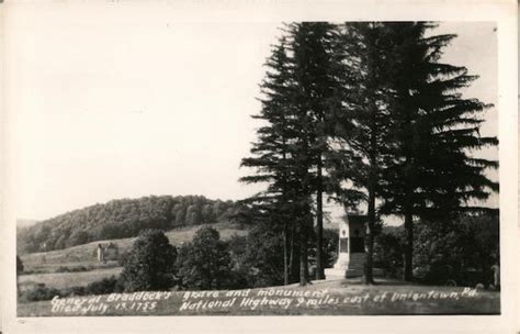 General Braddock's Grave and Monument Uniontown, PA Postcard