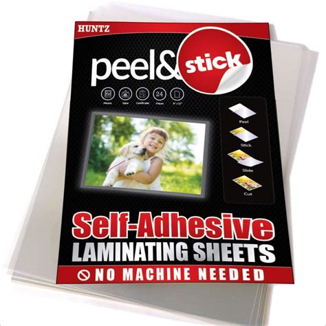 Pack of 24, Self-Adhesive Laminating Sheets, Clear Letter Size (9 x 12 ...