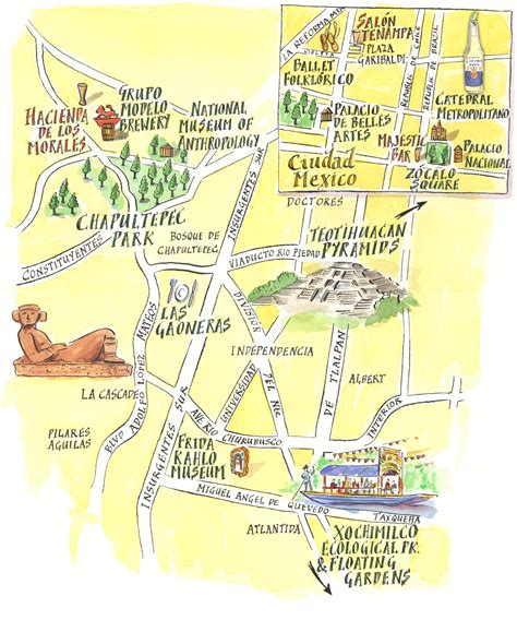 Mexico city illustrated map - mexico city • mappery