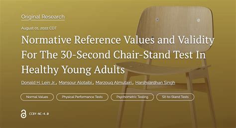 Normative Reference Values and Validity For The 30-Second Chair-Stand ...