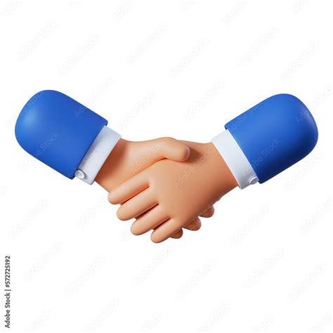 3d illustration. Deal icon. Cartoon character handshake. Business clip ...