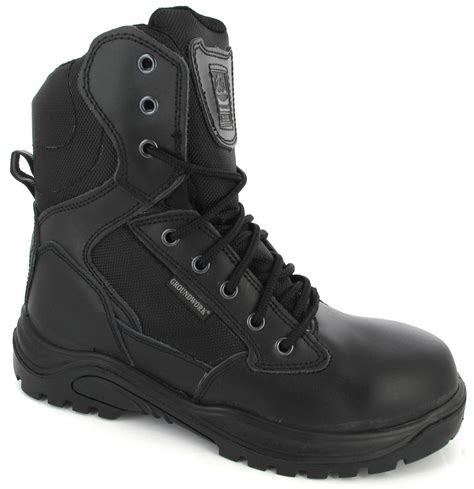 MENS BLACK ARMY LEATHER SECURITY MILITARY COMBAT POLICE WORK BOOTS UK SIZE 6-12 | eBay