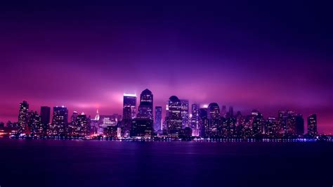 Violet City Hd Wallpaper Night City Purple City Aesthetic City Night Hd ...