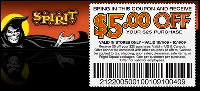 Spirit Halloween: $5 off $25 Coupon + More!