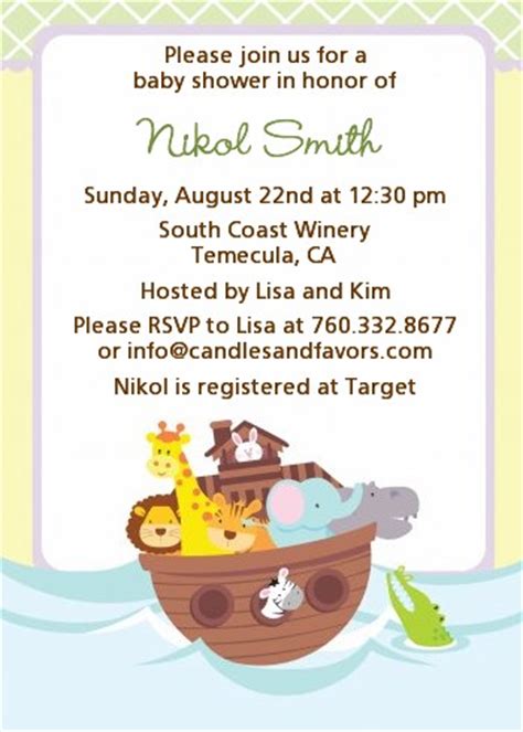 Noah's Ark Baby Shower Invitations | Candles and Favors