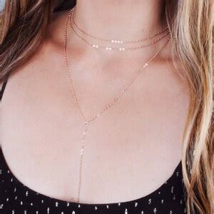 Rose Gold Choker Necklace, Delicate Choker, Layered Necklace, Double ...