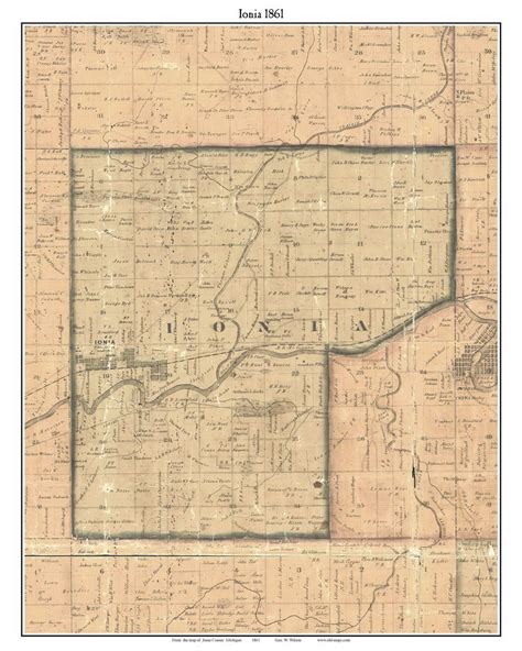 Ionia, Michigan 1861 Old Town Map Custom Print - Ionia Co. - OLD MAPS