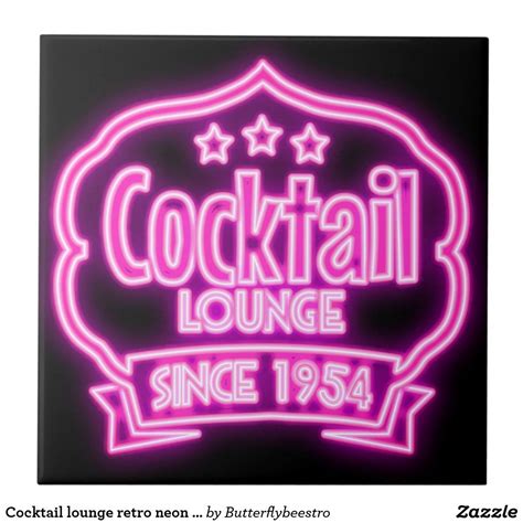 Cocktail lounge retro neon sign ceramic tile | Zazzle.com in 2021 ...