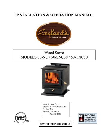 Englander 30-NCH 2,400 sq. ft. Wood-Burning Stove Installation Guide ...