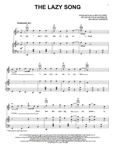 The Lazy Song | Sheet Music Direct