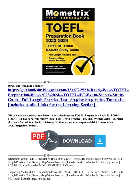 (Read) Book TOEFL Preparation Book 2023-2024 - TOEFL iBT Exam Secrets Study Guide Full-Length P ...