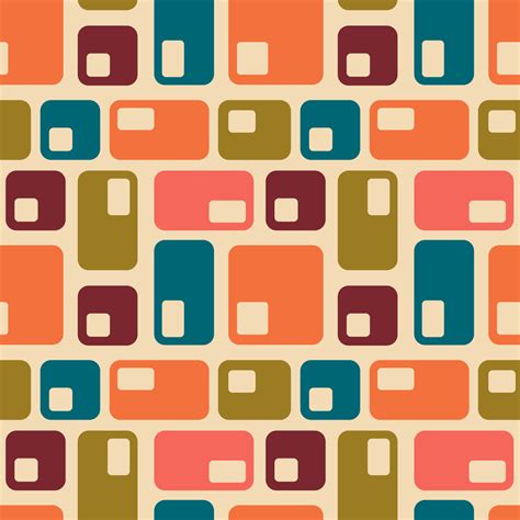 Aesthetic mid century printable seamless pattern with retro design. Decorative 50s, 60s, 70s ...