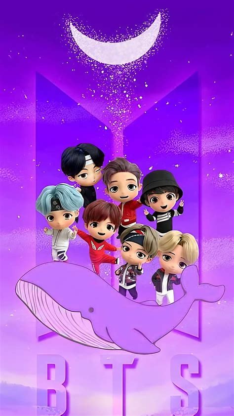 1080P free download | Bts For, Standing On Whale, Purple Background, cartoon art, HD phone ...