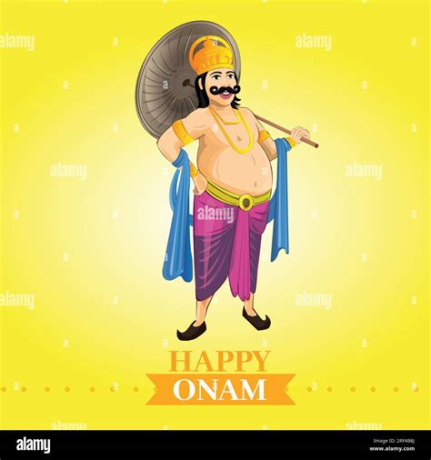 Happy Onam, Mahabali Onam celebration drawing, Maveli vector illustration, Onam greetings ...