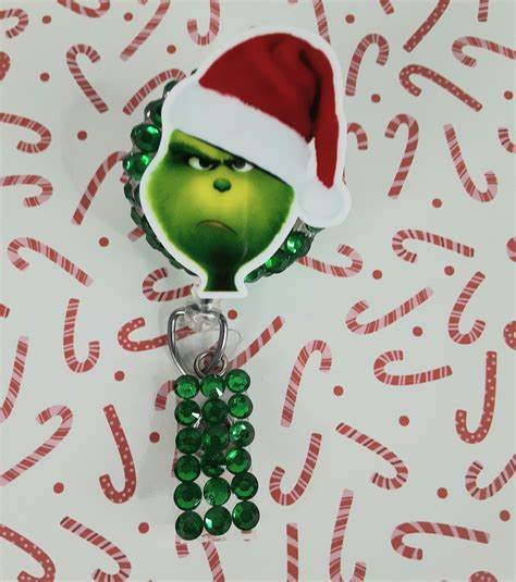 Grinch theme retractable badge reel | Etsy