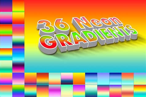 36 Neon Gradients Photoshop, Gradients, Palettes Including: space & gradient - Envato Elements