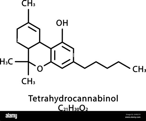 Tetrahydrocannabinol molecular structure. Tetrahydrocannabinol skeletal chemical formula ...