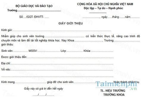 Download Mẫu giấy giới thiệu thực tập Doc - Giới thiệu sinh viên đến c