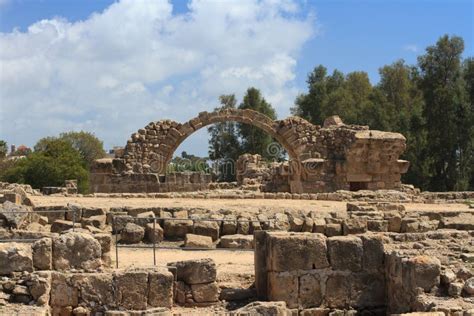 Greek Arches in Ruins of Ancient Complex in Paphos, Cyprus Stock Image - Image of ancient, arch ...