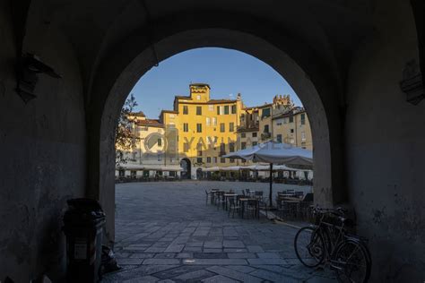 Anfiteatro square in Lucca. Lucca is a thriving and cosmopolitan city, with a rich history and ...