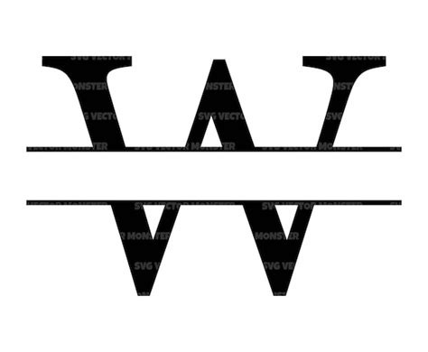 Monograma dividido de letra W mayúscula svg marco de nombre - Etsy España