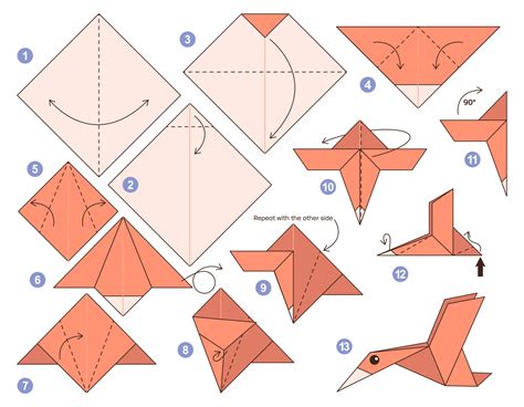 Pelican origami scheme tutorial moving model. Origami for kids. Step by step how to make a cute ...