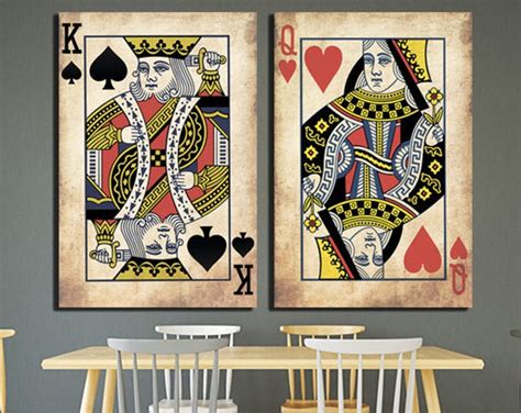 King and Queen Wall Art Canvas Playing Card Print Wedding Gift | Etsy