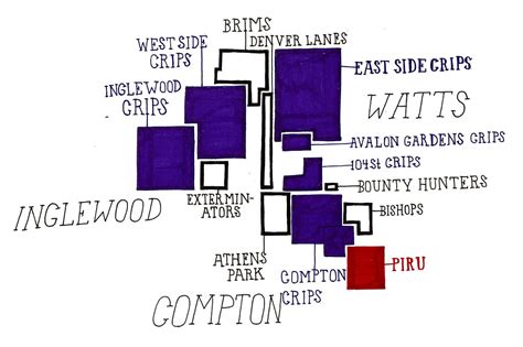 Compton Crips And Bloods Map