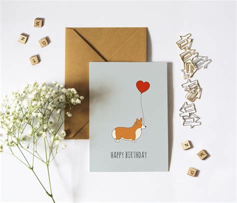 PRINTABLE Corgi Birthday Card Corgi Card Birthday Card for - Etsy