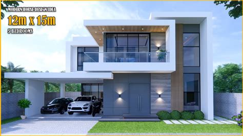 Modern House Design | 2Storey House | 12m x 15m with 5 Bedrooms - YouTube